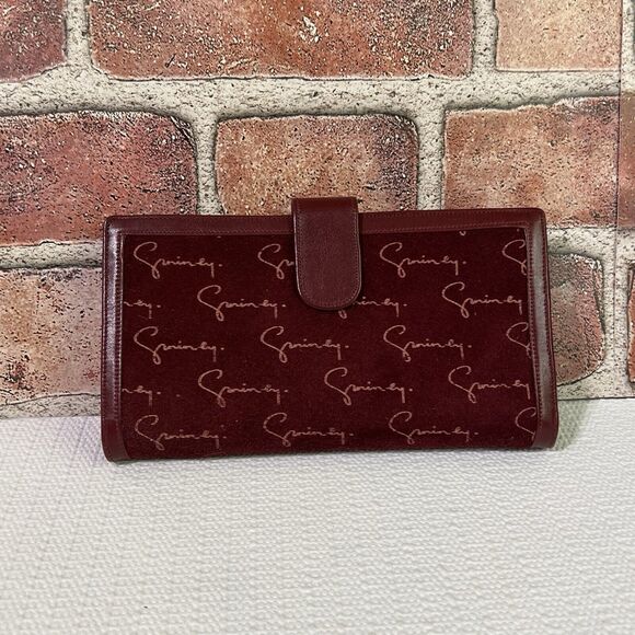 VINTAGE Givenchy Couture En Cuir Suede Leather Bi-fold Wallet Red Card Slot - Picture 1 of 17